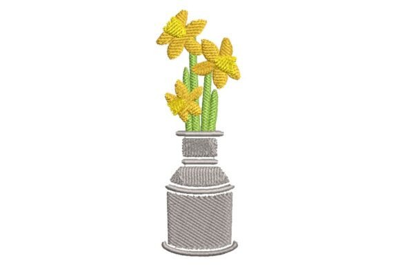 Daffodils in Traditional Milk Can Embroidery Review