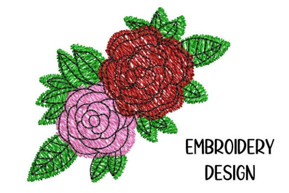 Two Rose Blossoms with Leaves Embroidery Review